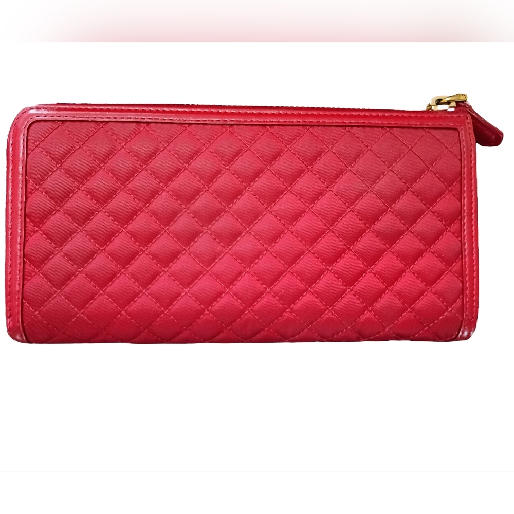 Prada Quilted Tessuto Zip Around Wallet Red Ibisco w/ Box & Auth Card. - Picture 2 of 10